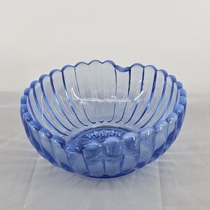 Fenton Art Glass Periwinkle Blue Opalescent Ribbed Candy Bowl